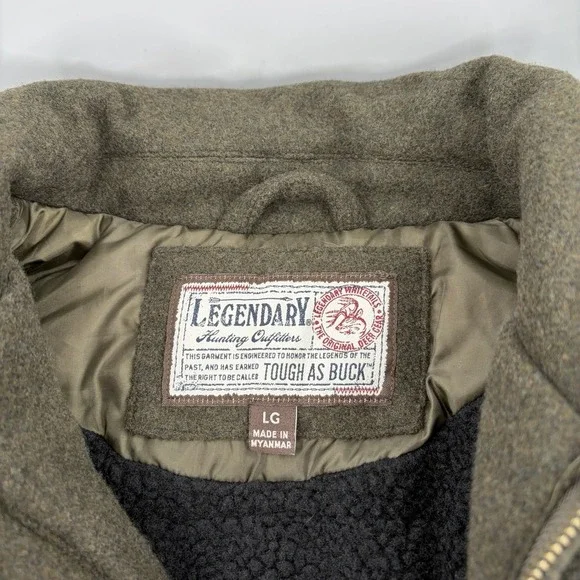 Legendary Whitetail Buck Outdoorsman Berber Lined Wool Jacket Men's L Hunting